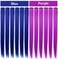 Rhyme Purple Blue Wig Hairpieces 21 inch Colored Hair Extension Clip in/on for Amercian Girls and Women Princess Party Highlight Wig Pieces for Girls 12 PCS (Purple Blue)