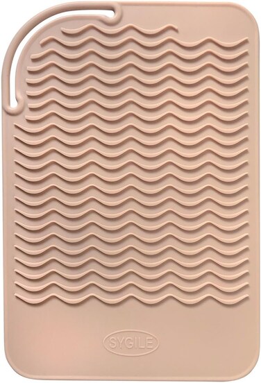 11" X 7.5" Large Size Heat Resistant Silicone Travel Mat for Hair Styling Tools, Hair Straighteners, Curling Irons, Flat Irons, Hot Iron Holster for Vanity Salon Pad Cover - Blush Pink