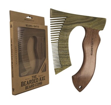 THE BEARDED AXE BEARD COMB   Woodsman   Green Sandalwood/Golden Sandalwood   Artisan Crafted