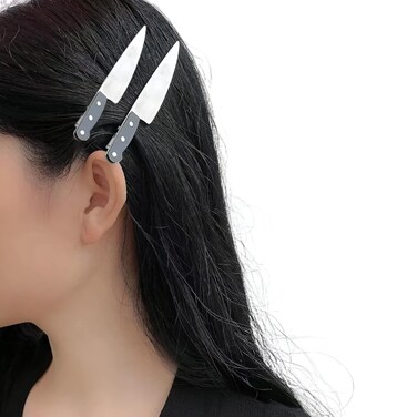 2 Pack - Punk Hair Accessories: Knife Hair Clips for Women, Girls' Fashion Cosplay Party