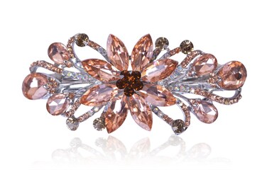Flower Luxury Jewelry Design Hairpin Rhinestone Hair Barrette Clip,Also Perfect Mother's Day Gifts for Mom(Orange)