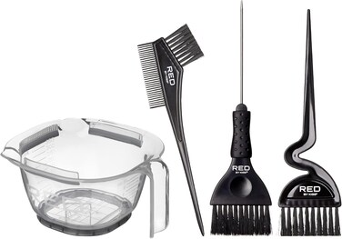 Red by Kiss Hair Coloring Kit, Hair Bleach Set - Mixing Bowl &amp; Dye Brush (3PCS)