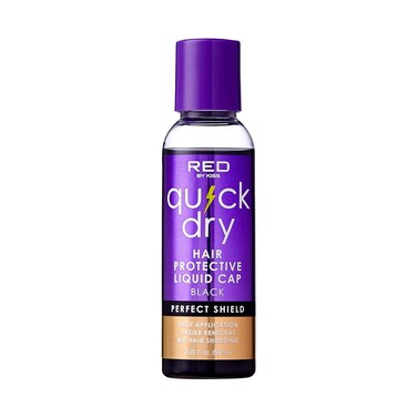 Red by Kiss Quick Dry Hair Protective Liquid Cap, Strong Lightweight Protection from Weaves Glue Damage, Fast Application, Quick Drying, &amp; Easy Removal, Keratin &amp; Tea Tree Enriched (Black, 2oz)