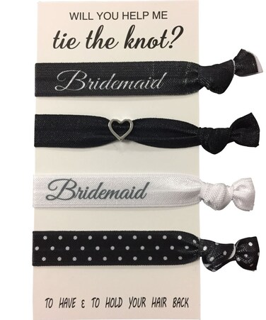 Bridesmaid Ribbon Hair Ties No Crease Elastics Handtied Ouchless Ponytail Holders Hair Band Bracelet Favors for Bachelorette Parties Bridal Showers
