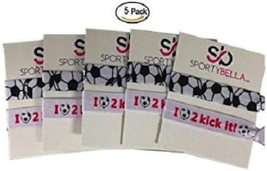Infinity Collection Soccer Hair Accessories, 5 Sets of Soccer Hair Ties, No Crease Soccer Hair Elastics Sets for Soccer Teams &amp; Soccer Party Favors