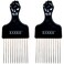 (2 Pack) 6.75" Black Fist Metal Afro Pick Lift Hair Comb Detangle Wig Braid Hair Man Styling Comb
