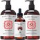 Organic Hair Growth Set Shampoo 17 oz + Conditioner 16 oz + Hair Loss Treatment 4 oz Ayurvedic Herbs, Lavender, Ginger, Rosemary NO GMO, Sulfates, Gluten, Alcohol, Parabens, Phthalates