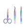 WOKOTO Nail Tweezers And Scissors Kit Straight Curved Rainbow Stainless Steel Precision Tweezers Set For Nail Art Sticker Rhinestone Eyelash Extensions Picker Tools
