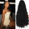 New Soft Locs Crochet Hair 24 Inch 6 Packs, Faux Locs Crochet Hair Pre Looped Knotless Style Natural Curly Wavy Crochet Braids Hair Extension (24 Inch,6 Pack, 1B#)