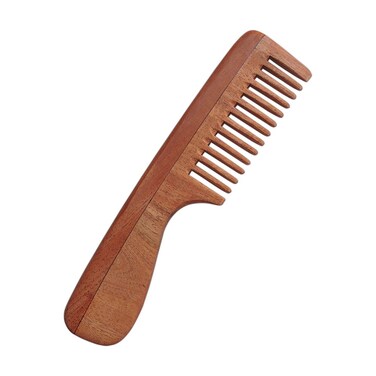 Pure Neem Comb with Handle for Thick Hair - Wide Tooth