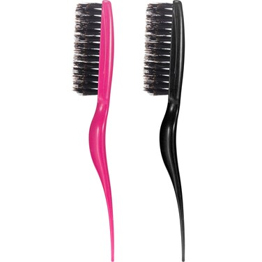 Frienda 2 Pieces Boar Bristle Brush Comb Hair Teasing Brush for Women Men Salon Boar Nylon Bristle Beauty Styling Backcombing Tool(Fuchsia and Black)