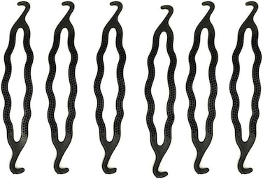 6 Count Bun Maker, Hair Holders - Plastic, Black, 21.5 x 3.8cm/ 8.5inch x 1.5inch(LW), 6 Pieces, Unisex, All Ages, Hair Securing, HAIR CLIP