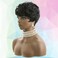 Pixie Cut Wig Short Wigs for Black Women Short Black Curly Pixie Cut Wigs Natural Black Wavy Synthetic Hair Short Wig with Bangs Pixie Wig for Women(Natural black)