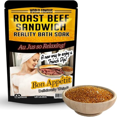 Amber Bath Salts - Luxury Roast Beef Sandwich Bath Soak - Funny Spa Gifts for Men &amp; Women - Sea Salts - Au Jus French Dip