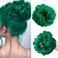 Space buns hair piece, Green Hair Bun Hair Pieces for Women Girls Synthetic Wavy Curly Hair Bun Scrunchies Ponytail Extensions (Green)