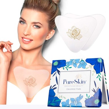 PureSkin Chest Wrinkle Pads-4 PACK -Decollete Anti Wrinkle Chest Pads   Silicone Patches for Wrinkles   Chest Wrinkles from Side Sleeping   Chest Wrinkles   Silicone Chest Pads