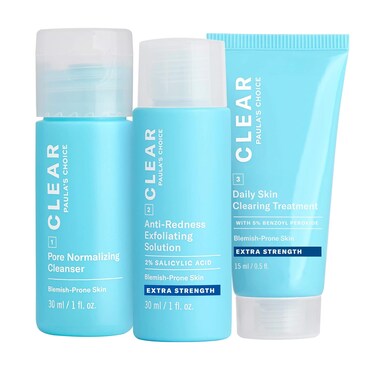 Paula's Choice CLEAR 3-Piece Acne Kit, Includes Daily Cleanser, 2% Salicylic Acid Exfoliant &amp; Benzoyl Peroxide Treatment, Prevents &amp; Treats Mild to Severe Acne &amp; Breakouts, Fragrance-Free, Set of 3