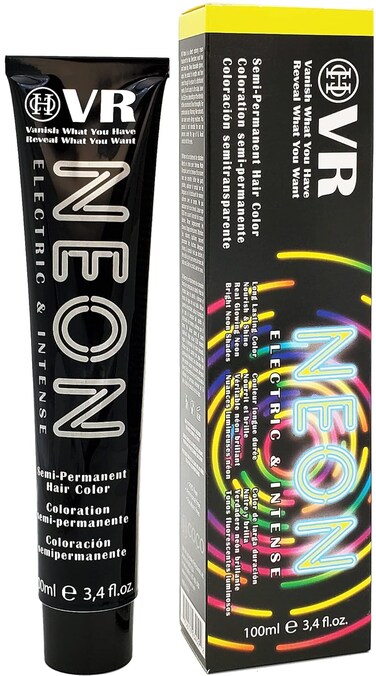 VR Semi-Permanent Neon Hair Color, Bleach Level "9", Nourish &amp; Shine Treatment, Real Glowing Neon Effect under UV Light, Vegan and Cruelty-Free, (3.4 fl. oz.) (Zesty Lemon YELLOW)