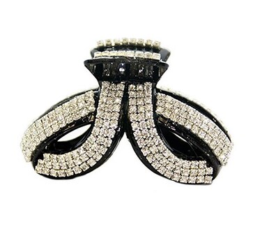 Women Elegant Twist Rhinestone Crystal Hair Clip Acrylic Jaw Clip Hairpin Hair Claw Hair Accessories (Black - A#)