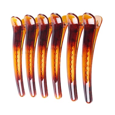12PCS Brown Plastic Metal Alligator Bows Hair Clips Professional Hairdressing Salon Hair Barrettes Duck Bill Teeth Hair Clips Non Slip band Clips (9.5CM)