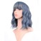 FAELBATY Blue Wigs With Air Bangs Shoulder Length Short Wave Wig For Women Curly Wavy Synthetic Cosplay Wig Blue Wig for Girl Halloween Costume Wigs (12" Dusky Blue Color)