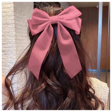 Velvet Hair Bow Tail Satin Bow Long Tail Headpieces Winter Hair Barrette Headwear Hair Accessories for Women and Girls Gifts (Pink)