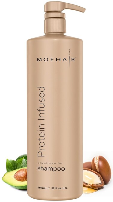 MOEHAIR Protein Infused Shampoo   Anti-Frizz, Moisturizing &amp; Strengthening Shampoo for All Hair Types   With Proteins, Natural Oils &amp; Vitamin E &amp; B5   Sulfate &amp; Paraben-Free Hair Shampoo, 32 Fl Oz