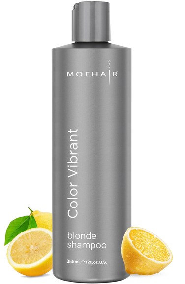 MOEHAIR Color Vibrant Blonde Shampoo   Neutralizes Yellow Tones   Eliminates Brassiness   Paraben &amp; Sulfate Free Color-Protect Shampoo (12 Fl. Oz)