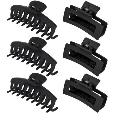 79Style 6pcs Hair Claw Clips For Women - Big 3.5 Inch Banana Hair Clips, Plastic Claws For Thick, Thin, Long Hair, Cute Accessory For Girls (Black)