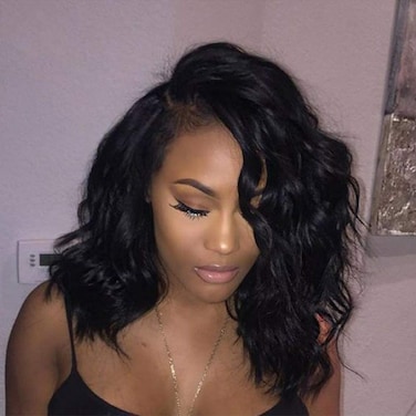 Glueless Short Wave Bob Wig Lace Front Wig 100% Brazilian Human Hair Pre Plucked With Baby Hair For Black Women