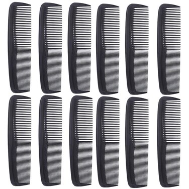 12 Pieces Quality Pocket Hair Comb &amp; Mustache Combs for Hairdressing Comb Heat Resistant Barber Comb (Black)