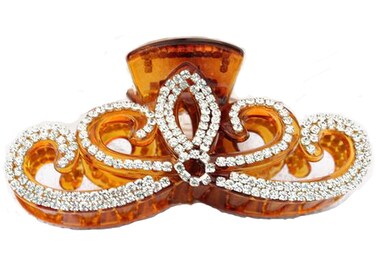 Suoirblss Women Lady Rhinestones Large Hair Claw Clip Hairpin Jaw Clips Thick Hair Accessories (Brown)