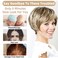 PHOCAS Pixie Cut Wigs Short Stylish Fluffy Layer Wig None Lace Replacement Wig with Bangs for Women Brown Mix Blonde Wig Short