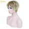 QUEENTAS Pixie Short Blonde Wig with Bangs Dark Roots Synthetic Hair Wigs for White Women (Brown Mixed Blonde)