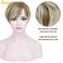 QUEENTAS Pixie Short Blonde Wig with Bangs Dark Roots Synthetic Hair Wigs for White Women (Brown Mixed Blonde)