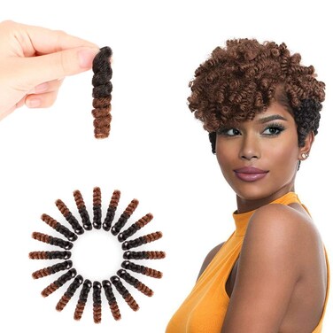 MIMAN 5 Packs 10 Inch Short Crochet Hair Braiding 8MM Curly Crochet Hair Braids for Women Synthetic Hair Extension for Women DIY Mohawk Braided Wigs(Black to Brown #1B/30)