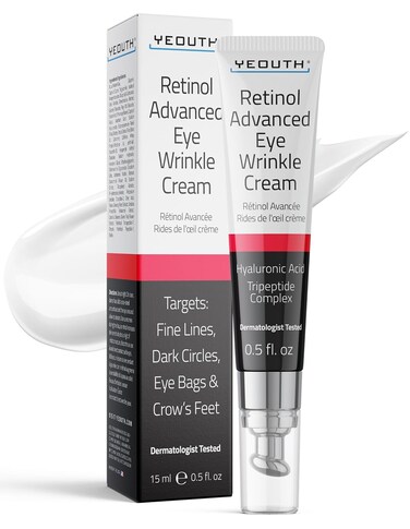 YEOUTH Retinol Eye Cream Anti Aging, Firming Under Eye Cream for Puffiness and Bags Under Eyes for Wrinkles and Dark Circles with Hyaluronic Acid and Tripeptides 15ml