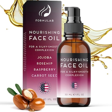 FORMULAB Face Oil For Women and Men, Non Comedogenic Rosehip Oil for Face with Jojoba For Dry Skin, Glazed Donut Glow 1oz