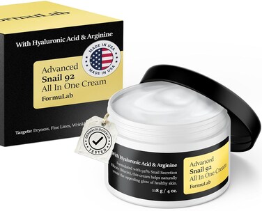 FORMULAB Advanced Snail 92 All In One Cream For Face, Snail Mucin Moisturizer Face Cream with Hyaluronic Acid, Glass Skin Moisturizer 4oz