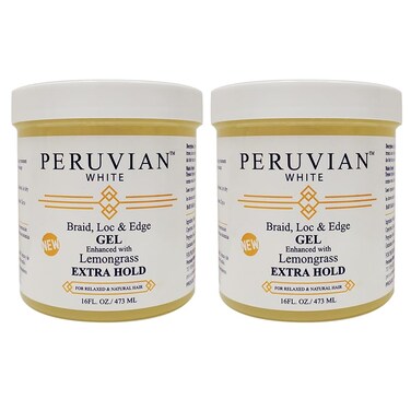 Braid, Loc, and Edge Gel EXTRA HOLD for Relaxed &amp; Natural Hair, 16 oz. (Lemongrass) (Pack of 2)