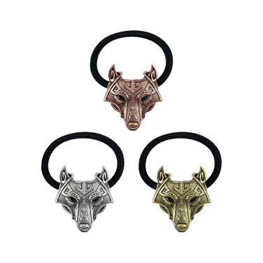 AUEAR, Brushed Metal Expandable Hair Cuff Ponytail Holder Elastic Tie for Women Thick Rings Set (3 Pcs, Style 7)