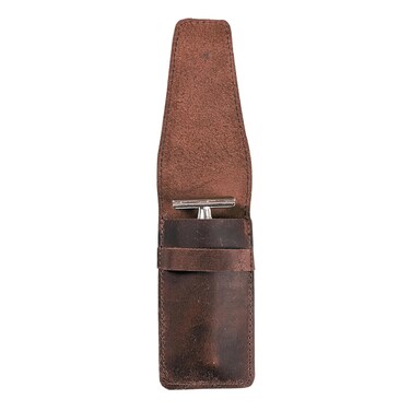 Leather Safety Razor Case   Shaving Accessories   Straight Safety Razor Case for Double Edge   Personal Care Essentials   Handmade   Razor Case for Travel:: Brown Leather