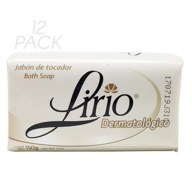 Lirio Dermatologico Bar Soap. Glycerin Enriched Antibacterial Soap. For Daily Use. Suitable for all Skin Types. 5.3 Oz. Pack of 12
