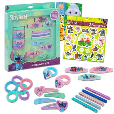 Lilo and Stitch Hair Accessories Set for Girls - Bundle with Stitch Hair Ties, Barrettes, Snap Clips, Stickers, More   Stitch Accessories for Kids