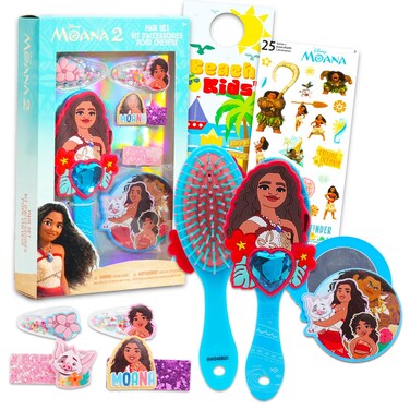 Moana 2 Hair Accessories Set for Girls - Bundle with Moana Hair Brush, Hair Clips, Mirror and More   Moana Hair Accessories for Girls
