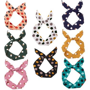 Wire Headbands for Women - Dot Twist Bow, Bunny Ears Headband, Fashion Wire Headwraps for Hair Bands, Holders &amp; Accessories for Workout, Yoga, Running - Pack of 8