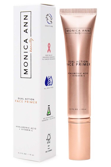 Dual-Action Face Primer - 15 mL   Hydrating Makeup Primer With Vitamin C &amp; Hyaluronic Acid   Smoothing Translucent Matte Pore Minimizer   Foundation Primer For Any Skin Tone