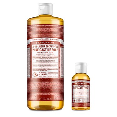 Dr. Bronner's Pure-Castile Liquid Soap &ndash; Eucalyptus Bundle. 32 oz. Bottle and 2 oz. Travel Bottle