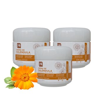 Pili Natural Calendula Cream &ndash; Hydrating Moisturizer for Dry, Rough, or Chapped Skin &ndash; Soothing Face, Hand &amp; Body Cream &ndash; Crema de Cal&eacute;ndula with Beeswax &amp; Glycerin. 3 pack x 1 oz each