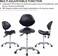 Grace&amp;Grace Professional Saddle Stool Chair with Back Support, Rolling Saddle Ergonomic Stool Heavy Duty for Clinic Dentist Spa Massage Salons Studio (Black, Adjustble Back)